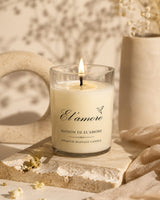 El'amore premium massage candle in clear glass votive jar