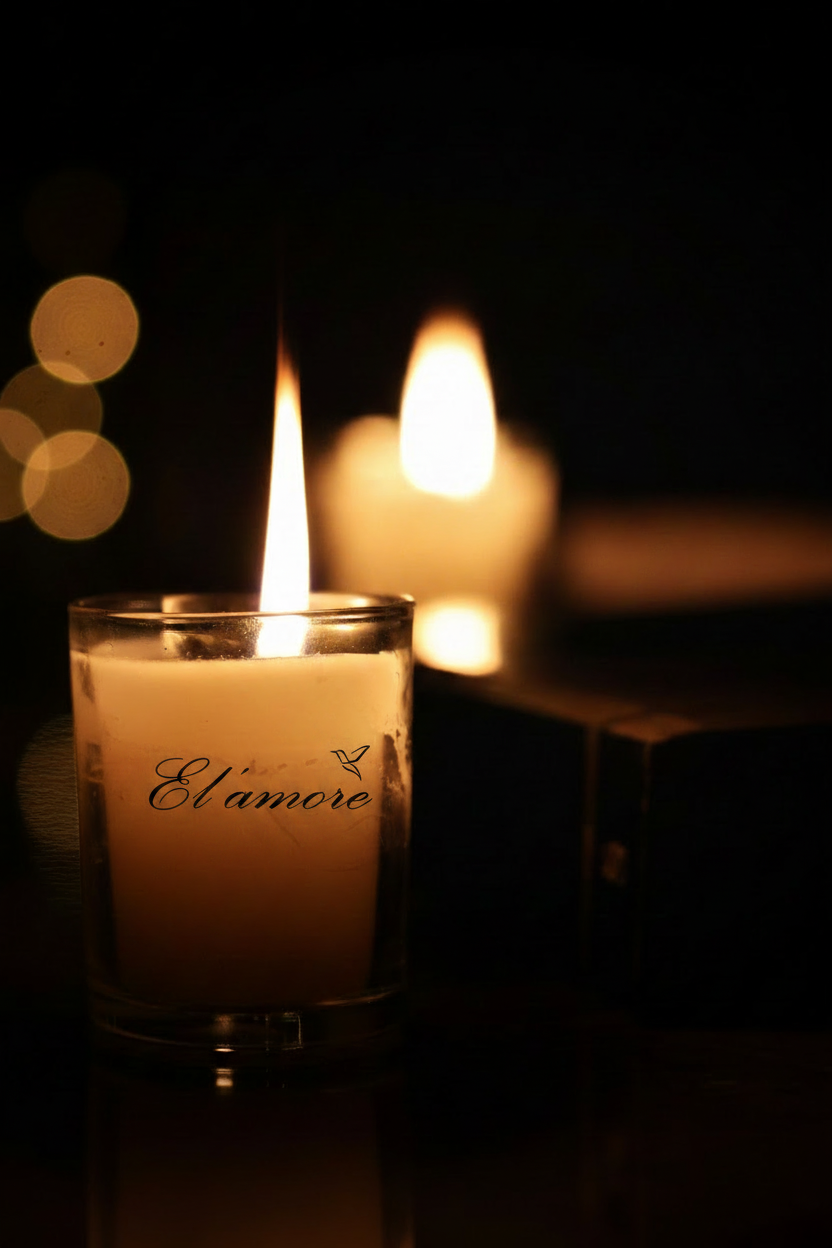 El'amore Black Logo - Flame Candle